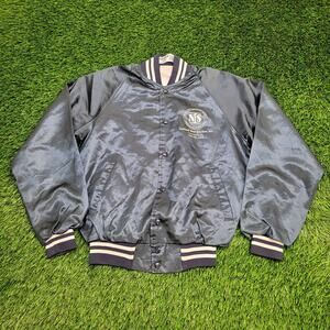 Vintage 70s Funny Naughty Bomber Jacket Small 20x24 Blue